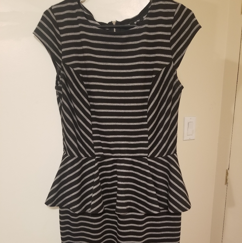 Mossimo Black Striped Peplum Dress